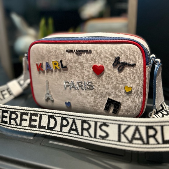 KARL LAGERFELD WOMEN BAGS CROSSBODY MAYBELLE MULTICOLOR (WHITE WITH PINS) - Picture 5 of 7